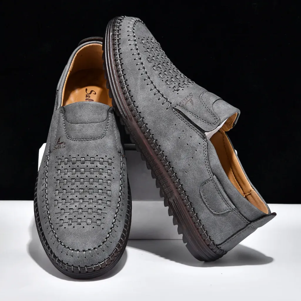 Perforated Breathable Casual Shoes (Green, 38)