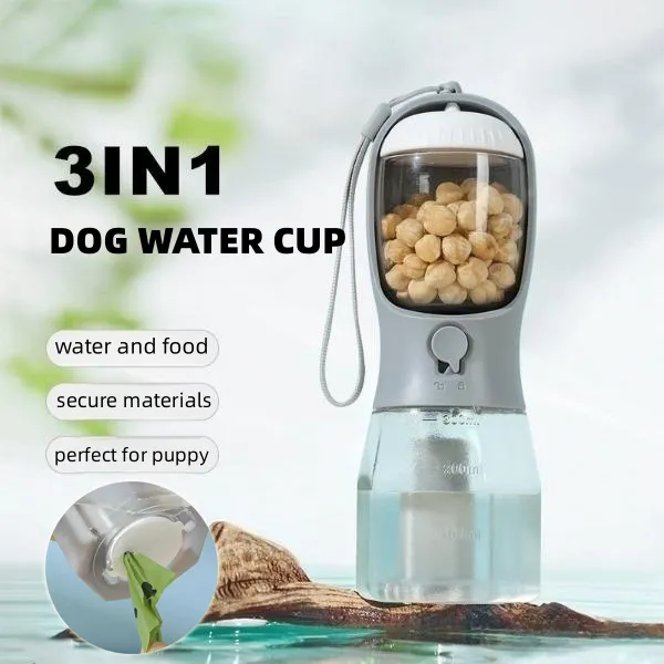 Three-in-one Portable Small Multi-functional Pet Cups Pets Supplies (Cherry Blossom Pink)