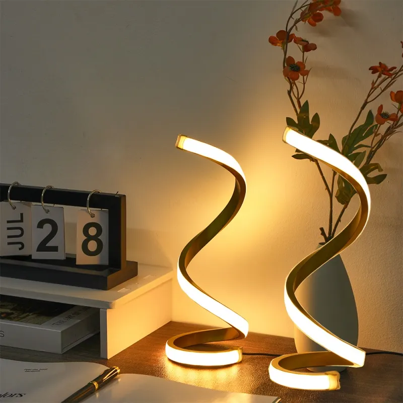 2Pcs Creative Spiral Three-Color Adjustable LED Desk Lamp (Black)