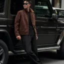Retro Millennial Coffee-Colored Suede Jacket