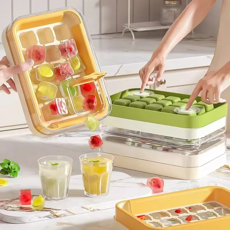 Food-grade Push-style Ice Cube Tray Ice Cube Mold (Green)