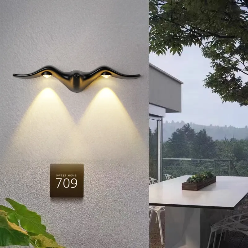 Simple LED Wall Lamp Doorplate Lamp Outdoor Waterproof (Pure White, Black 12W)