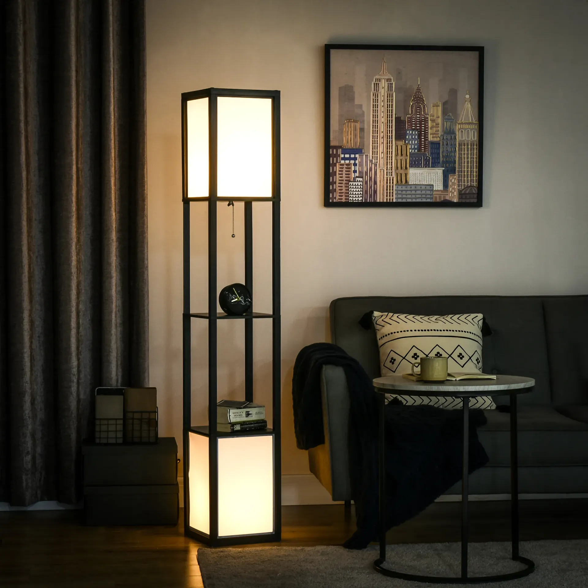 Modern Shelf Floor Lamp with Dual Ambient Light
