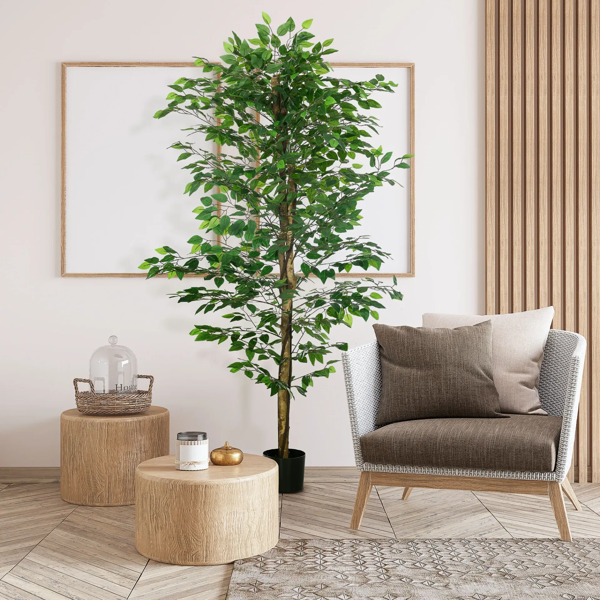 6ft Artificial Tree, Indoor Fake Ficus with Pot, for Home Office Living Room Decor